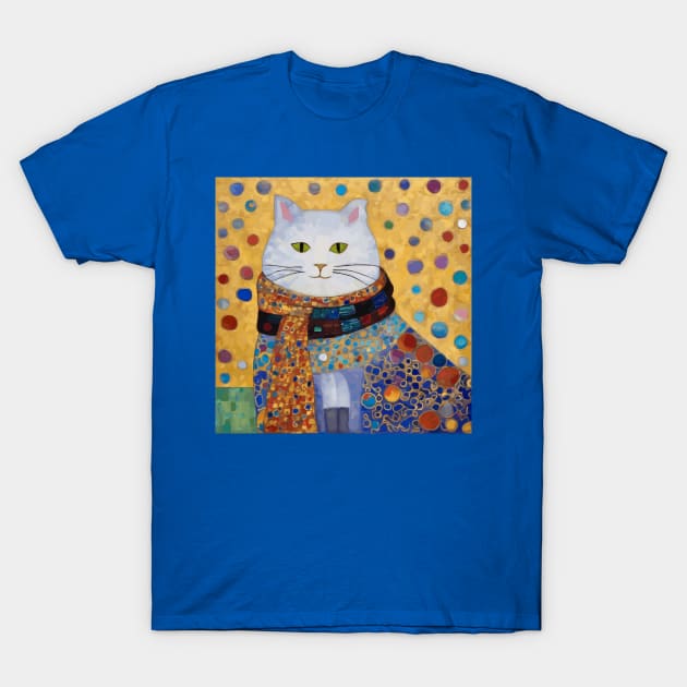 Gustav Klimt White Cat with Beautiful Dress T-Shirt by bragova